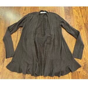 Anthropologie Sparrow Ruffle Hem Cardigan Gray Size M Feminine Cozy Layer